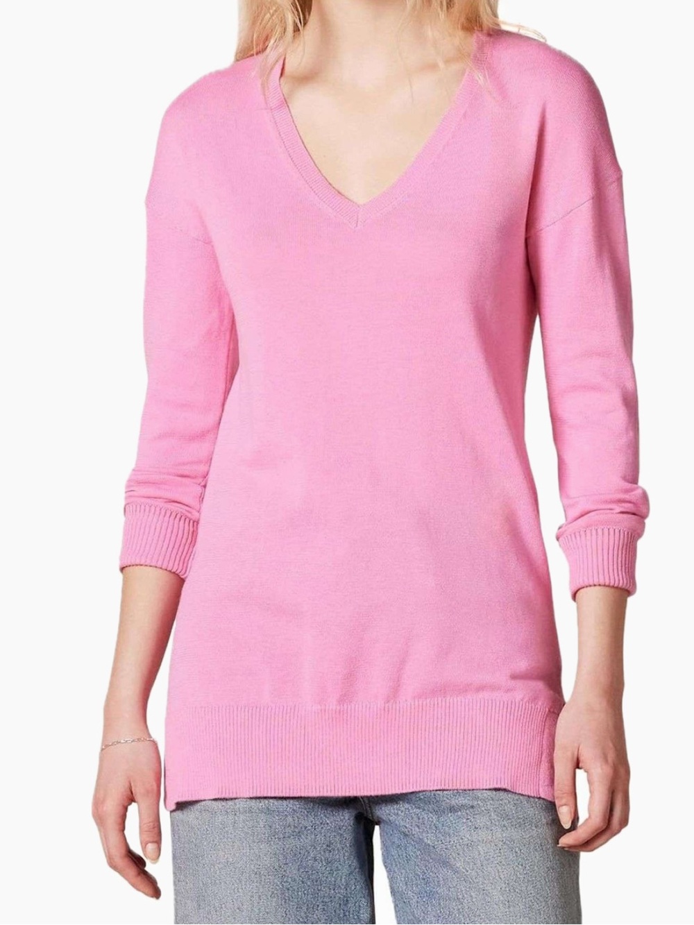 Amazon Essentials Womenās Lightweight V-Neck Pink Tunic Sweater, S, NWT